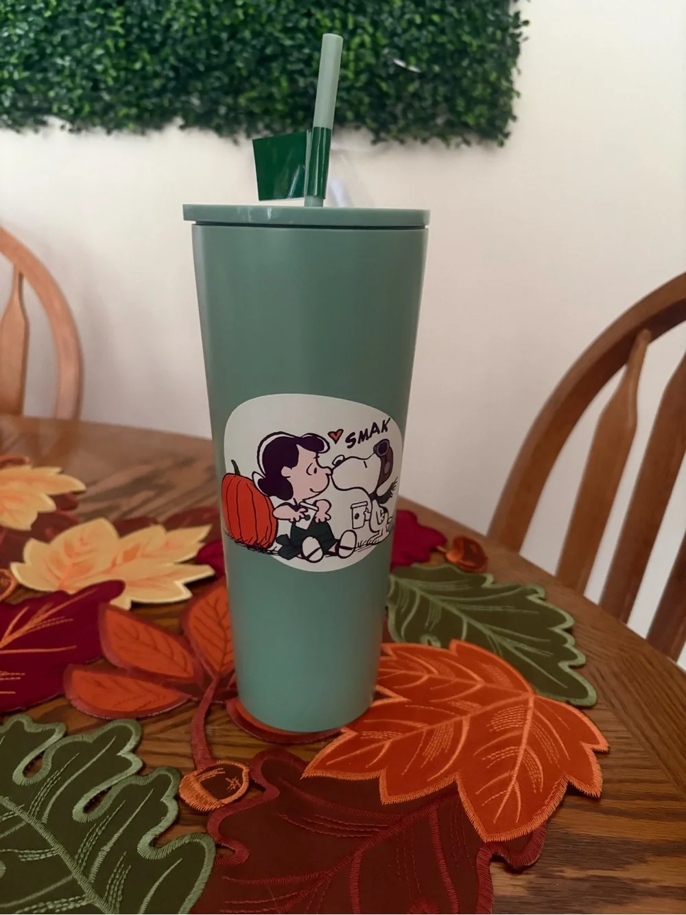 Starbucks Peanuts Green Reusable Tumblr